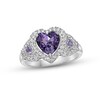 Thumbnail Image 0 of Amethyst & White Lab-Created Sapphire Heart Ring Sterling Silver