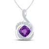 Thumbnail Image 1 of Amethyst & Diamond Necklace 1/6 ct tw Round-cut Sterling Silver 18"