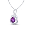 Thumbnail Image 2 of Amethyst & Diamond Necklace 1/6 ct tw Round-cut Sterling Silver 18"