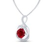 Thumbnail Image 2 of Lab-Created Ruby & Diamond Necklace 1/6 ct tw Round-cut Sterling Silver 18"