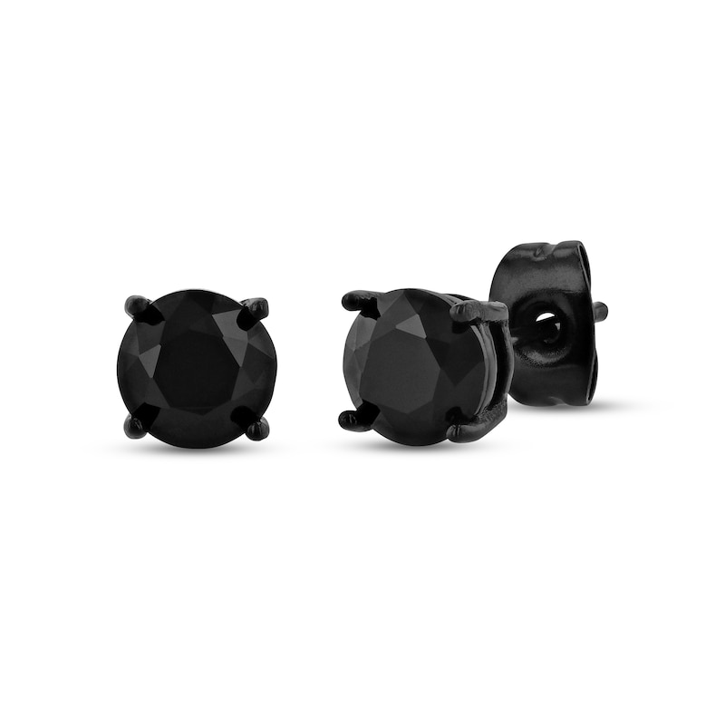 Men's Spinel Stud Earrings Black Ion-Plated Stainless Steel