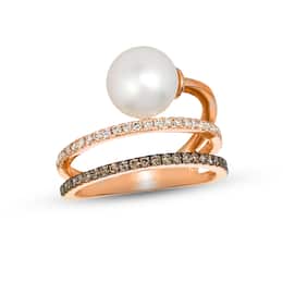 Le Vian Cultured Pearl Ring 1/3 ct tw Diamonds 14K Strawberry Gold