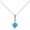 Thumbnail Image 1 of Turquoise & White Zircon Necklace Sterling Silver 18"