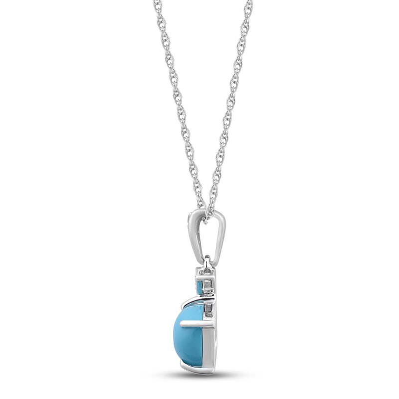 Main Image 2 of Turquoise & White Zircon Necklace Sterling Silver 18"