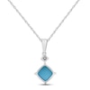 Thumbnail Image 3 of Turquoise & White Zircon Necklace Sterling Silver 18"