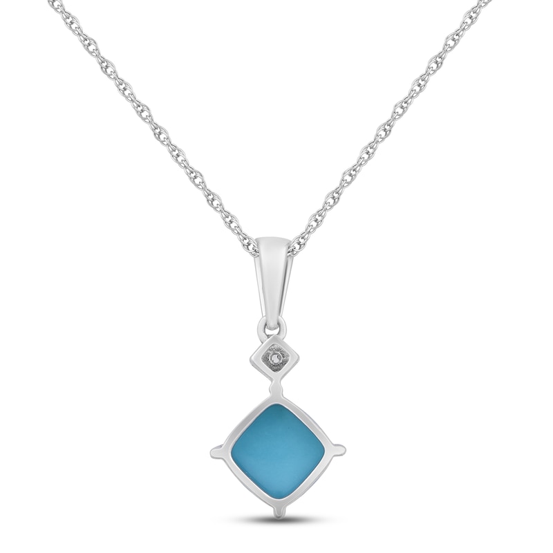 Main Image 3 of Turquoise & White Zircon Necklace Sterling Silver 18"