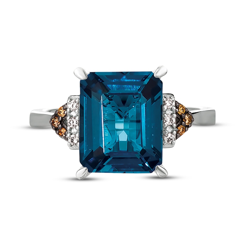 Le Vian Blue Topaz Ring with Diamonds 14K Vanilla Gold