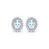 Thumbnail Image 2 of Oval-Cut Aquamarine & White Lab-Created Sapphire Halo Stud Earrings Sterling Silver