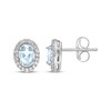 Thumbnail Image 3 of Oval-Cut Aquamarine & White Lab-Created Sapphire Halo Stud Earrings Sterling Silver