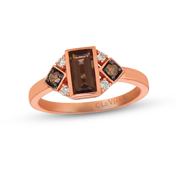 Le Vian Quartz Ring 1/6 ct tw Diamonds 14K Strawberry Gold