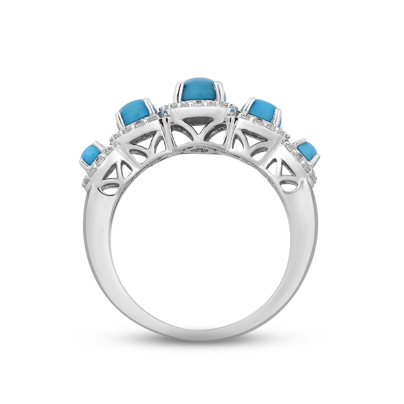 Main Image 3 of Turquoise & White Zircon Ring Sterling Silver