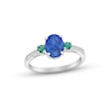 Black Lab-Created Opal, Lab-Created Emerald & White Lab-Created Sapphire Ring Sterling Silver