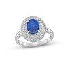 Thumbnail Image 0 of Black Lab-Created Opal & White Lab-Created Sapphire Ring Sterling Silver