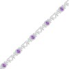Thumbnail Image 1 of Amethyst & White Lab-Created Sapphire "Mom" Heart Bracelet Sterling Silver 7.25"