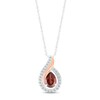 Thumbnail Image 0 of Garnet & White Lab-Created Sapphire Swirl Necklace Sterling Silver & 10K Rose Gold 18"