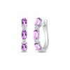 Thumbnail Image 0 of Amethyst & White Lab-Created Sapphire Hoop Earrings Sterling Silver