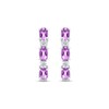 Thumbnail Image 1 of Amethyst & White Lab-Created Sapphire Hoop Earrings Sterling Silver