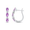 Thumbnail Image 2 of Amethyst & White Lab-Created Sapphire Hoop Earrings Sterling Silver