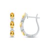 Citrine & White Lab-Created Sapphire Hoop Earrings Sterling Silver