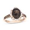 Thumbnail Image 1 of Le Vian Oval-Cut Chocolate Quartz Scalloped Frame Ring 3/8 ct tw Diamonds 14K Strawberry Gold