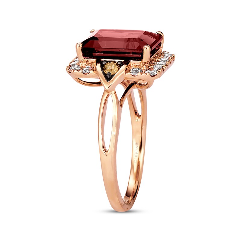 Main Image 3 of Le Vian Creme Brulee Garnet Ring 1/2 ct tw Diamonds 14K Strawberry Gold