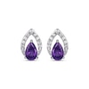 Thumbnail Image 2 of Pear-Shaped Amethyst & White Lab-Created Sapphire Earrings Sterling Silver