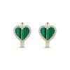 Thumbnail Image 2 of Heart-Shaped Malachite & White Lab-Created Sapphire Hoop Earrings 10K Yellow Gold