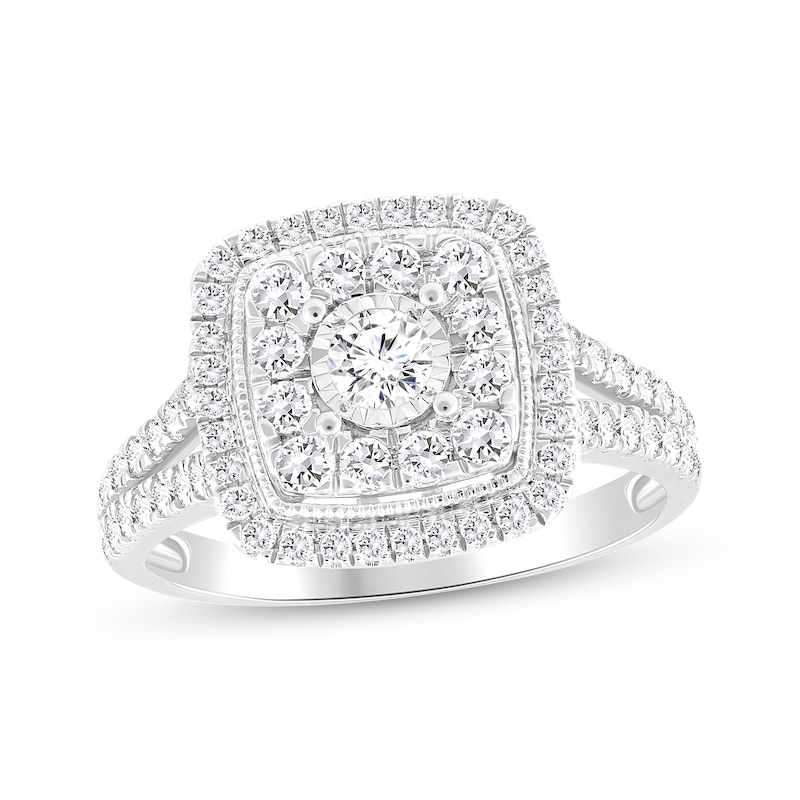 Multi-Diamond Engagement Ring 1 ct tw 10K White Gold