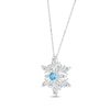 Thumbnail Image 2 of Marquise & Round-Cut Swiss Blue Topaz & White Lab-Created Sapphire Snowflake Necklace Sterling Silver 18"