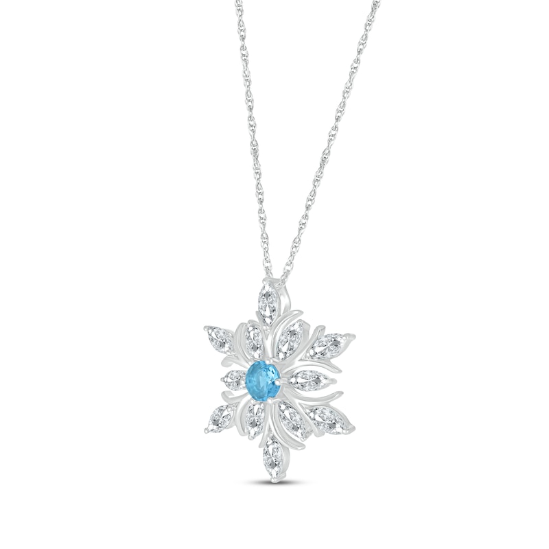 Main Image 2 of Marquise & Round-Cut Swiss Blue Topaz & White Lab-Created Sapphire Snowflake Necklace Sterling Silver 18"
