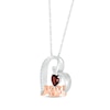 Thumbnail Image 1 of Heart-Shaped Garnet & White Lab-Created Sapphire "Mom" Heart Necklace 10K Rose Gold & Sterling Silver 18"