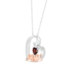 Thumbnail Image 1 of Heart-Shaped Garnet & White Lab-Created Sapphire "Mom" Heart Necklace 10K Rose Gold & Sterling Silver 18"