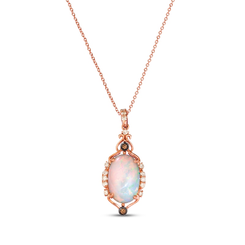 Le Vian Oval-Cut Opal Necklace 1/4 ct tw Diamonds 14K Strawberry Gold 20"