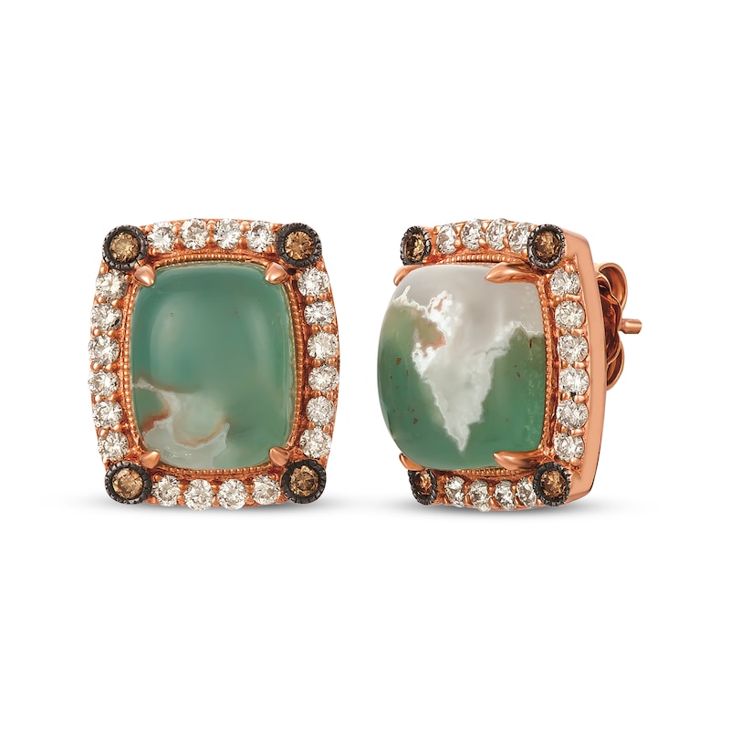 Main Image 1 of Le Vian Aquaprase, Vanilla Topaz & Chocolate Quartz Earrings 14K Strawberry Gold