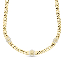 Men's Diamond Lion Cuban Chain Necklace 1/3 ct tw 10K Yellow Gold 20&quot;