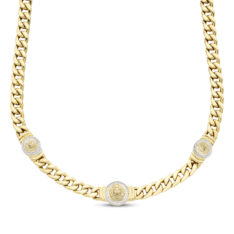 Main Image 1 of Men's Diamond Lion Cuban Chain Necklace 1/3 ct tw 10K Yellow Gold 20"