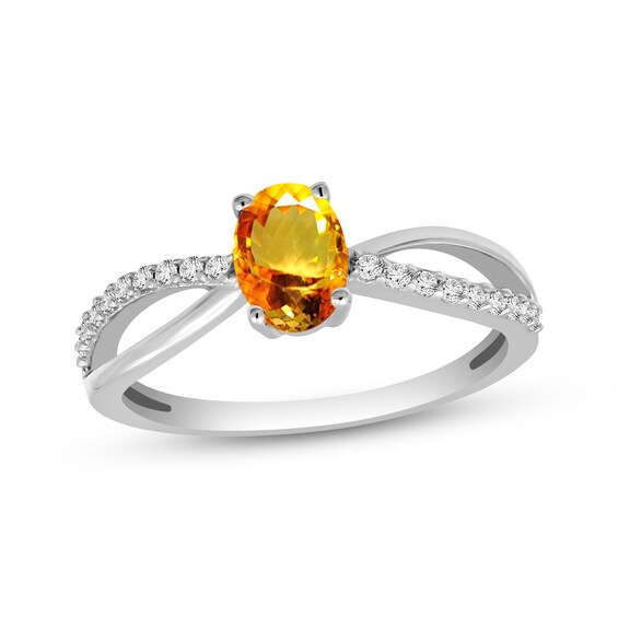 Oval-Cut Citrine & White Topaz Ring Sterling Silver