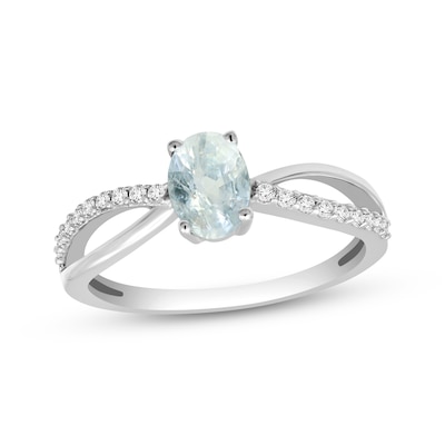 Oval-Cut White Lab-Created Sapphire & White Topaz Ring  display picture 1