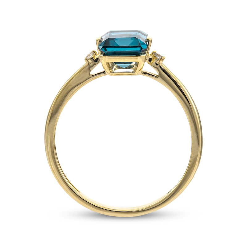 Emerald-Cut London Blue Topaz & Diamond Ring 10K Yellow Gold | Kay Outlet