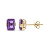 Thumbnail Image 1 of Emerald-Cut Amethyst Solitaire Stud Earrings 10K Yellow Gold