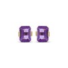 Thumbnail Image 2 of Emerald-Cut Amethyst Solitaire Stud Earrings 10K Yellow Gold