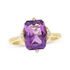 Thumbnail Image 1 of Cushion-Cut Amethyst & Diamond Ring 1/20 ct tw 10K Yellow Gold