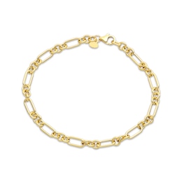 Three & One Link Figaro Bracelet 4.5mm 10K Yellow Gold 7.5”