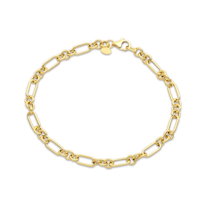 Main Image 1 of Three & One Link Figaro Bracelet 4.5mm Hollow 10K Yellow Gold 7.5”