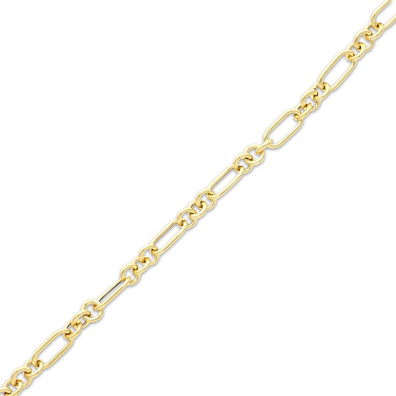 Three & One Hollow Link Figaro Bracelet 4.5mm 10K Yellow Gold 7.5”