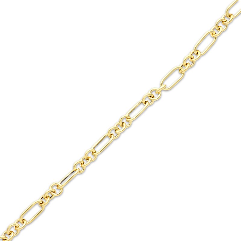 Main Image 2 of Three & One Link Figaro Bracelet 4.5mm Hollow 10K Yellow Gold 7.5”