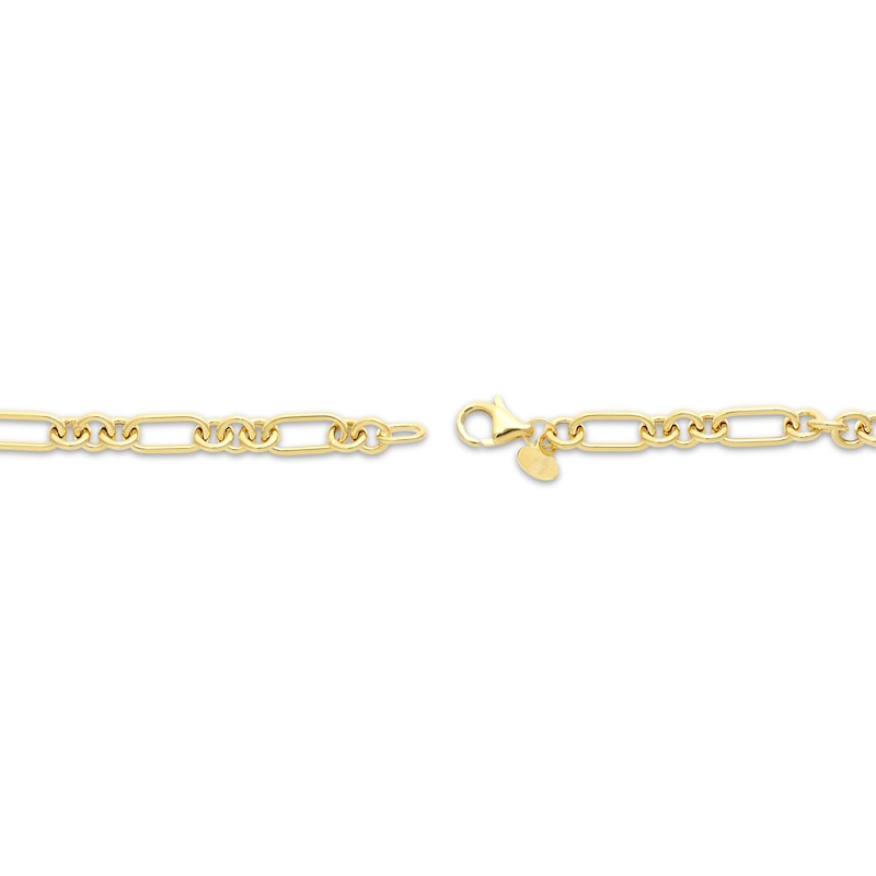 Three & One Hollow Link Figaro Bracelet 4.5mm 10K Yellow Gold 7.5”