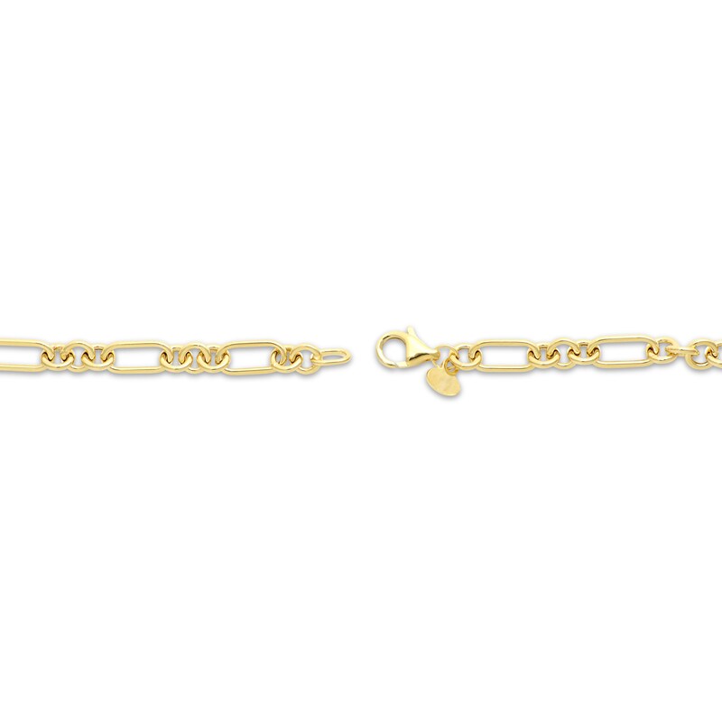 Main Image 3 of Three & One Link Figaro Bracelet 4.5mm Hollow 10K Yellow Gold 7.5”