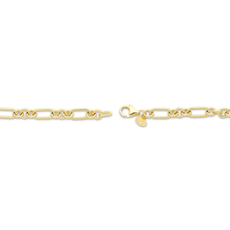 Three & One Hollow Link Figaro Bracelet 4.5mm 10K Yellow Gold 7.5”