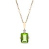 Thumbnail Image 1 of Emerald-Cut Peridot & Diamond Necklace 10K Yellow Gold 18”